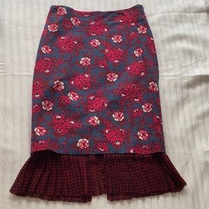 Anthropologie size0 magenta/navy floral skirt trim